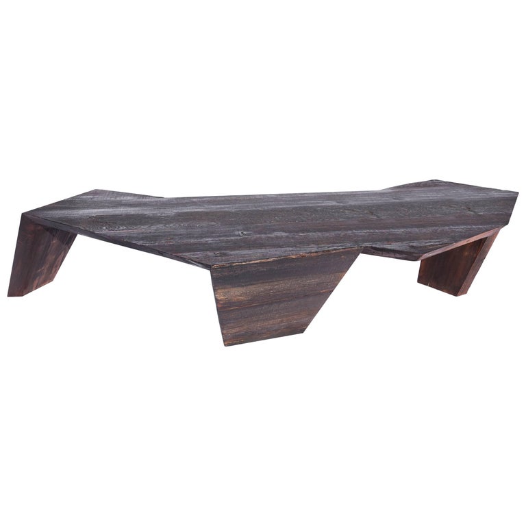 Stealth Coffee Table in Recycled & Locally Found 19th Century Italian Larch Wood For Sale