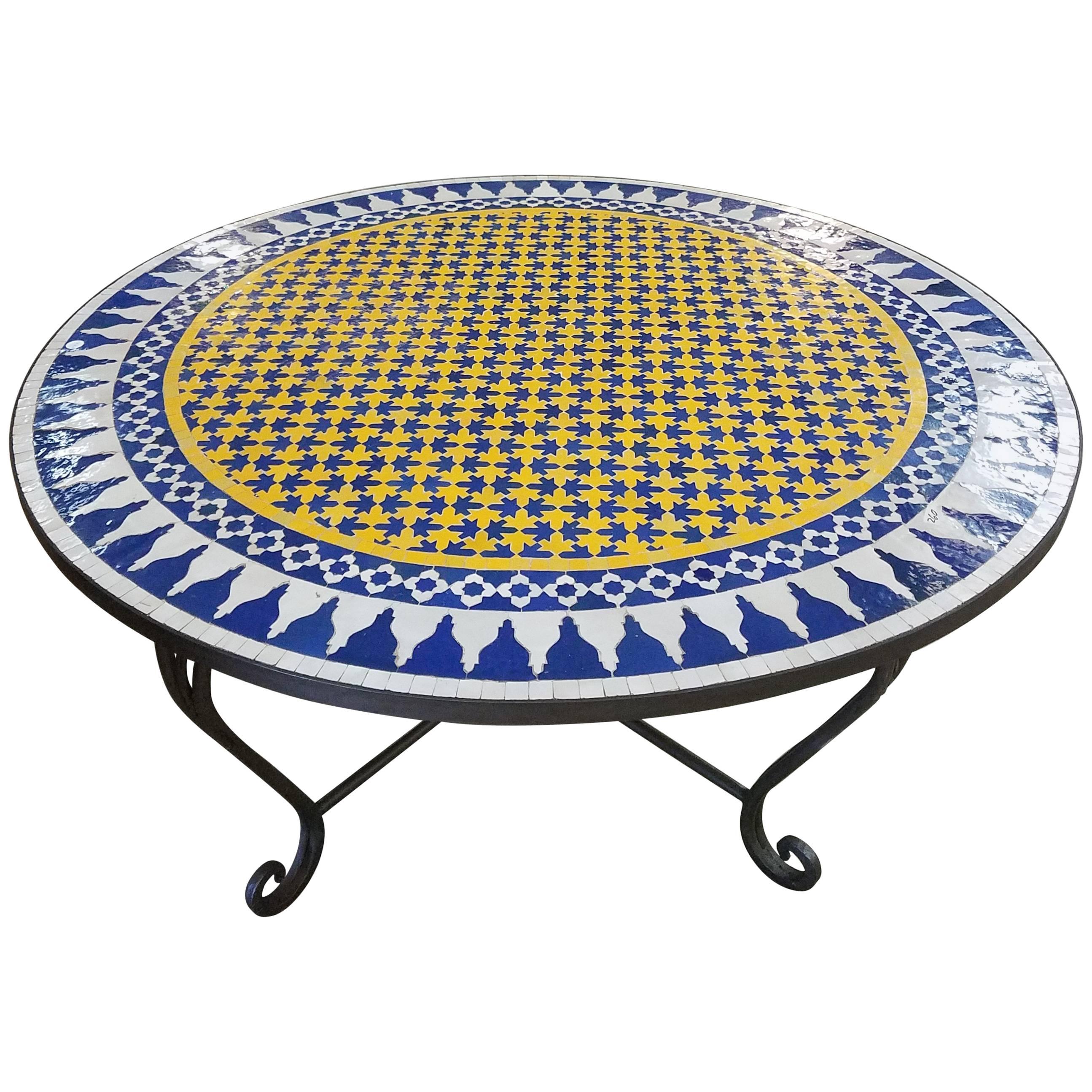 Moroccan Mosaic Table Multi-color Low / High Base Included For Sale