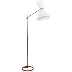 Rare lampadaire Diabolo en métal et laiton du milieu du siècle par Stablet, France, années 1950