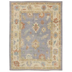 Contemporary Turkish Oushak Rug in Pastel Colors with Tribal Boho Chic Style