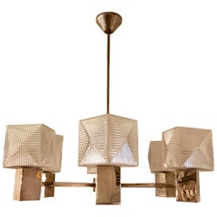 German 1930s Cubist Bauhaus Chandelier Pendant