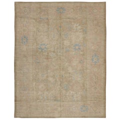 New Turkish Oushak Area Rug with Transitional Style and Soft, Warm Colors
