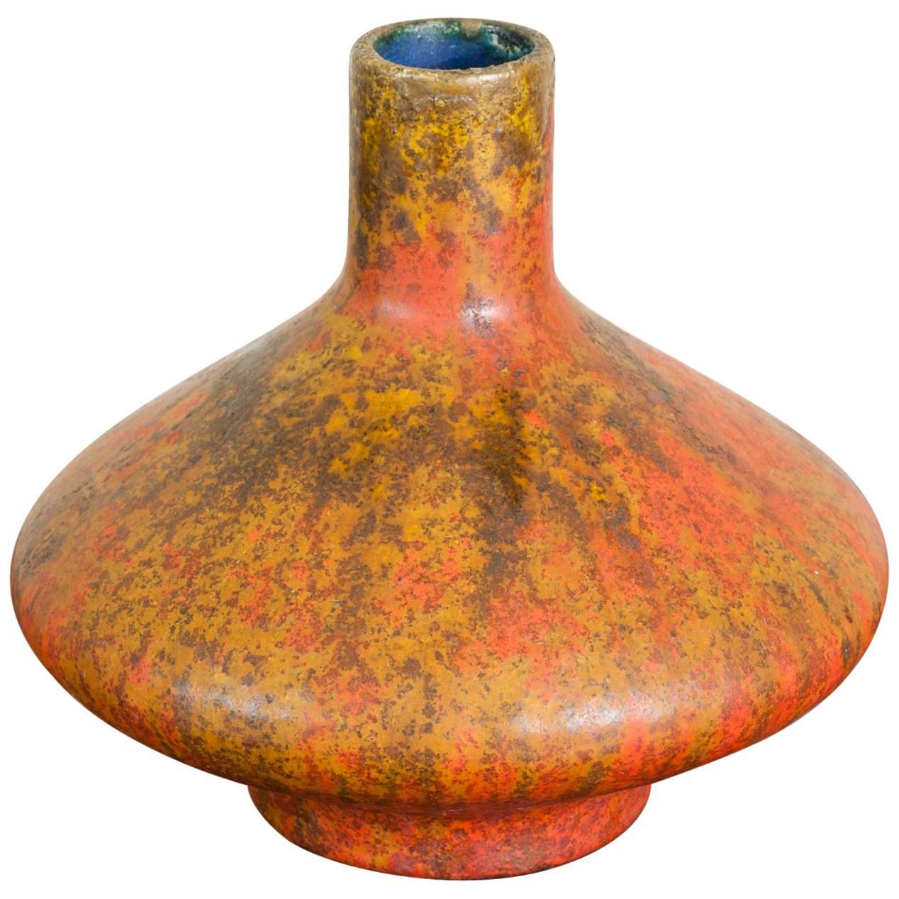 1970s German Otto Keramik Orange UFO Vase