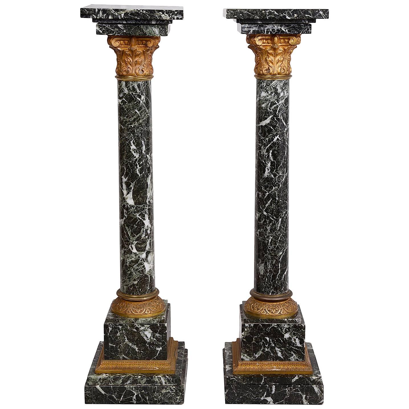 Small Pair of 19th Century Marble Pedestals