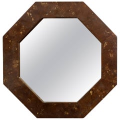 Octagonal Lacquered Parchment Mirror, 1970s Offered by La Porte