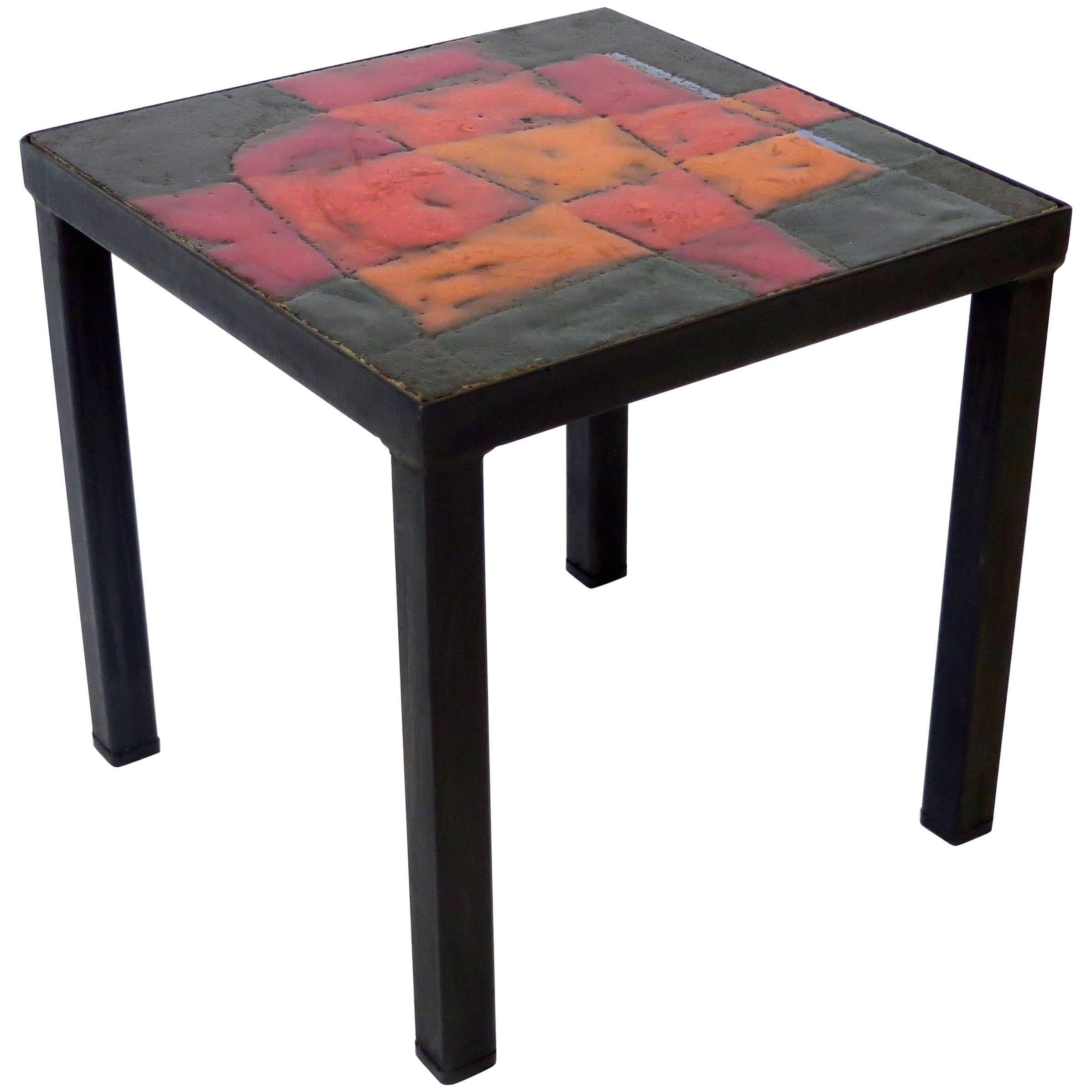 Jean and Robert Cloutier French Ceramic Side Table Freres Cloutier, 