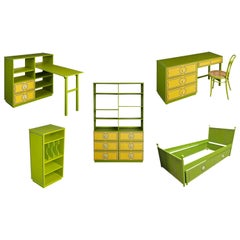 Kids Six-Piece Bedroom Set by Drexel Plus One with Original Booklet, Dated 1970