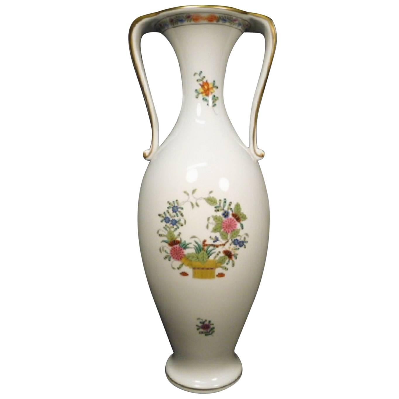 Herend Hungary Amphora Porcelain Vase Hand-Painted For Sale