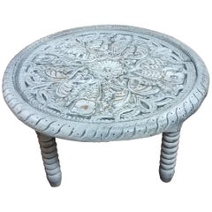 Off-White Rounds Hand-Carved Side Table, Rabat