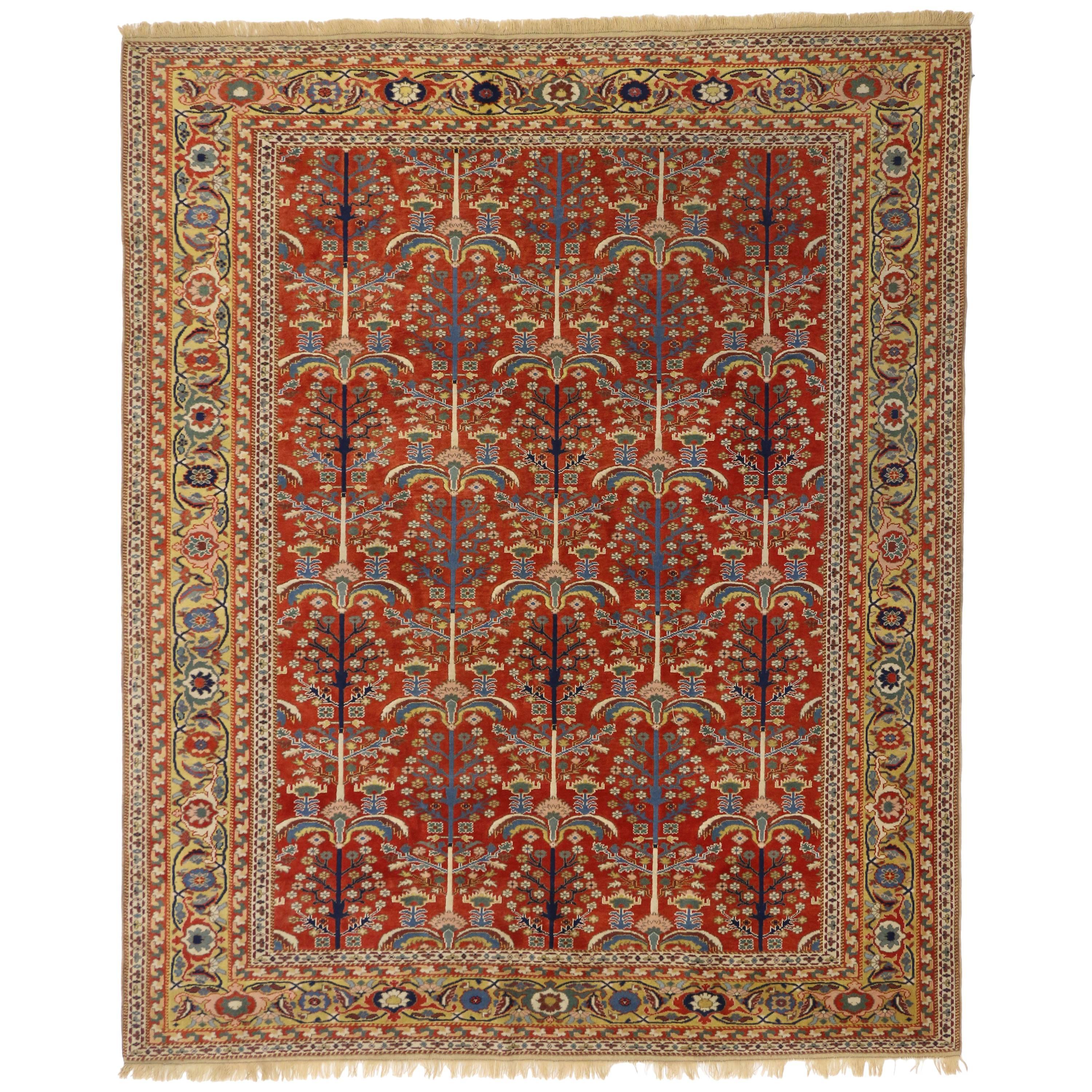 Vintage Turkish Oushak Rug with Modern Traditional Style and Tree of Life Design