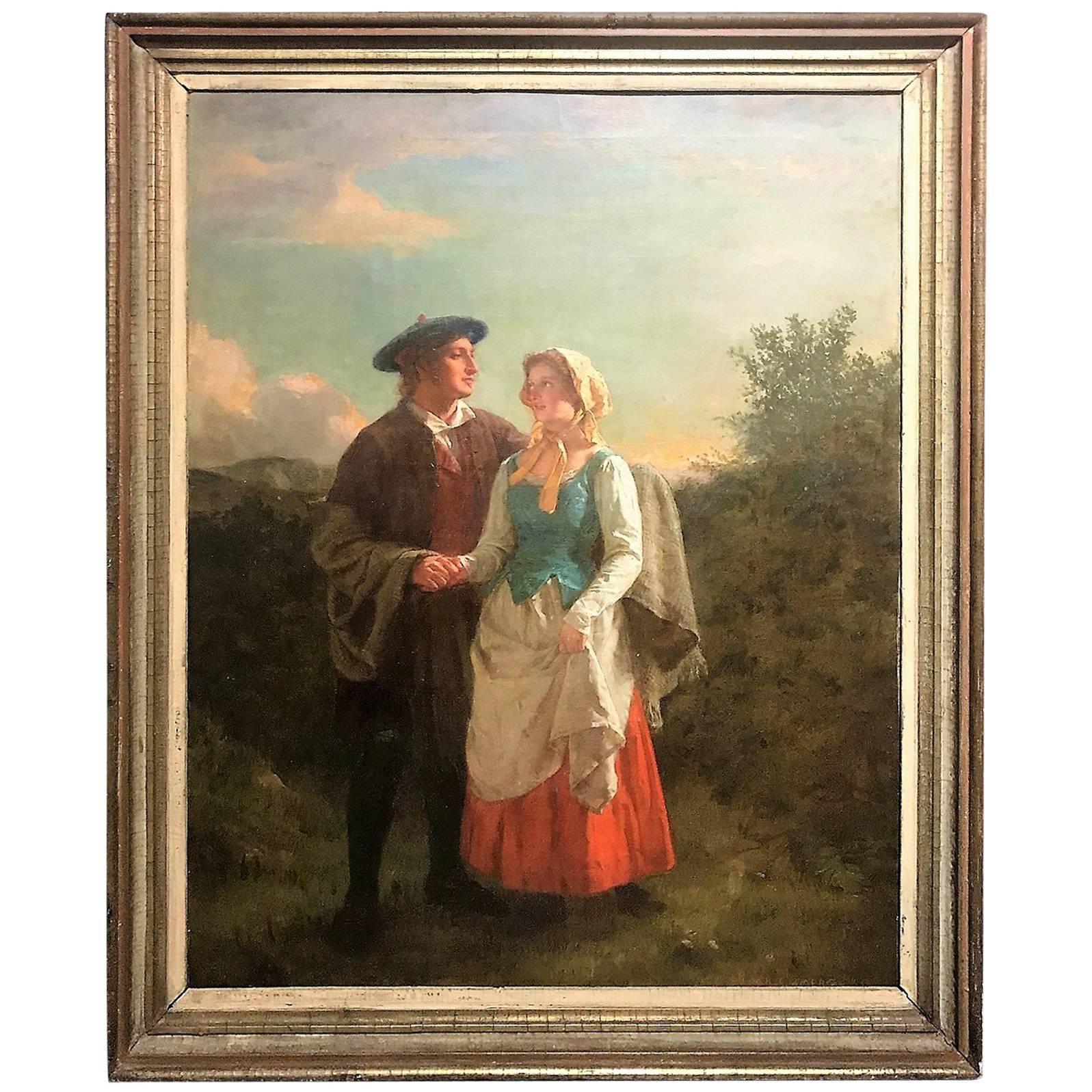 Hugh Cameron, Oil on Canvas Painting, Lad and Lass, circa 1860