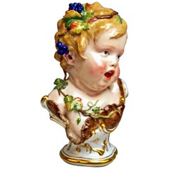 Meissen Child Bust Season Figurine Autumn Fall Model K 177, Schwabe, circa 1880