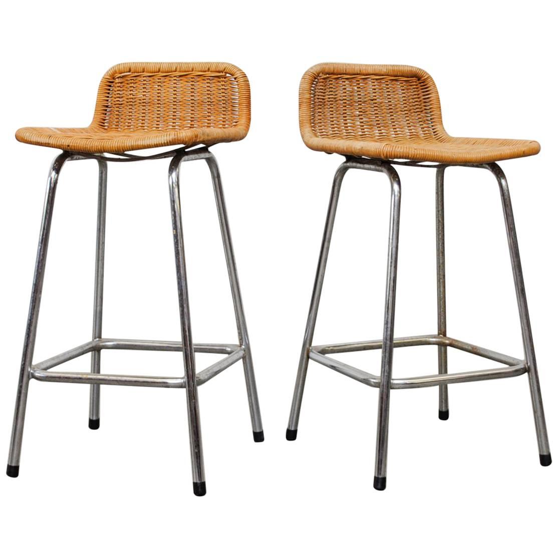 Pair of Charlotte Perriand Style Counter Stools