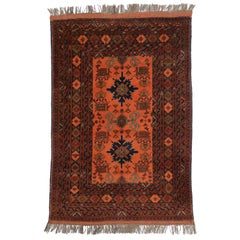 Retro Afghani Rug with Tribal Design and Modern Style