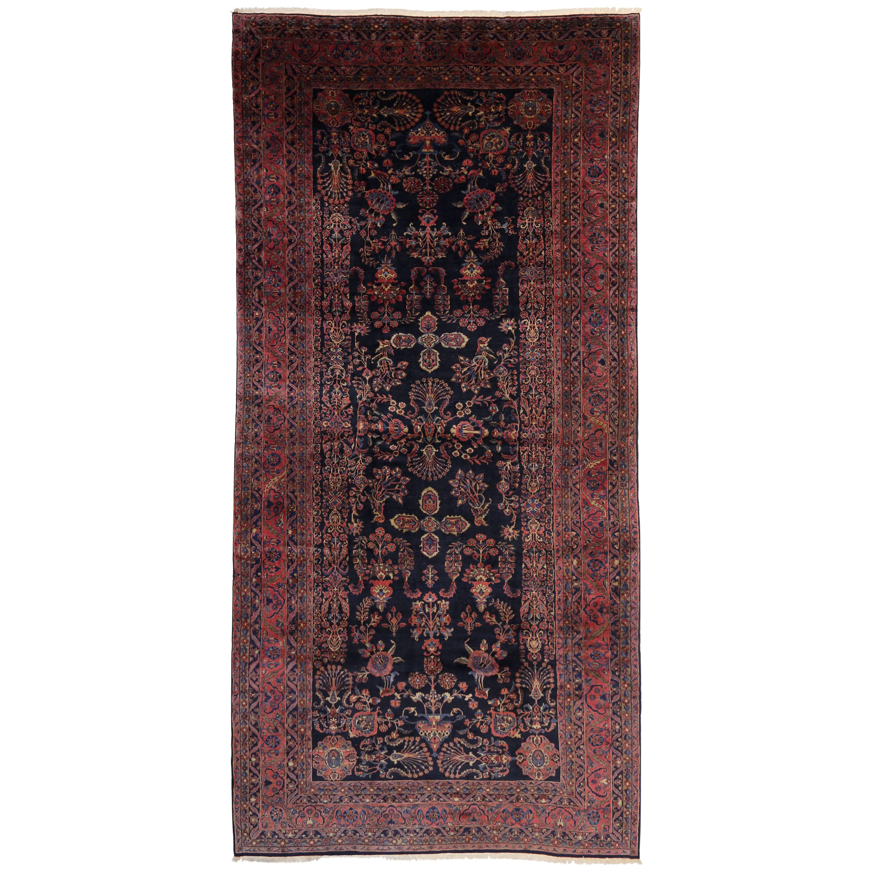 Antique Persian Sarouk Rug with Victorian Renaissance Style For Sale