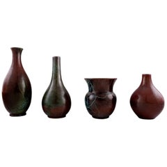 Quatre vases en céramique à magnifique glaçure de Richard Uhlemeyer, céramiste allemand