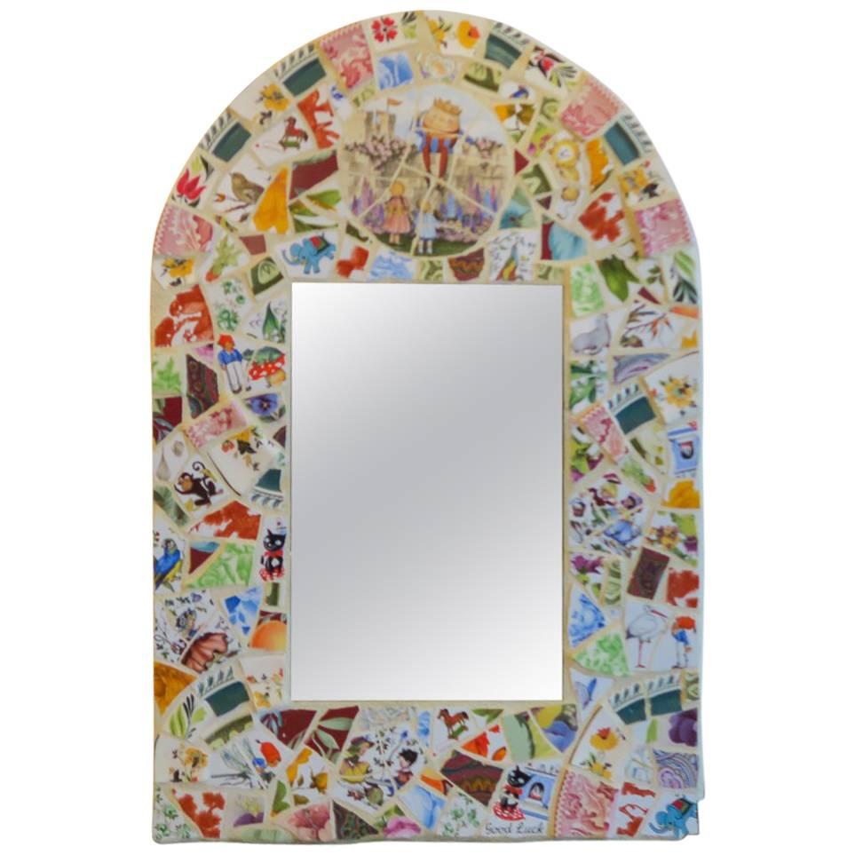Really Cute and Unique Hand Done Mosaic Mirror Bright Happy Colors and Designs