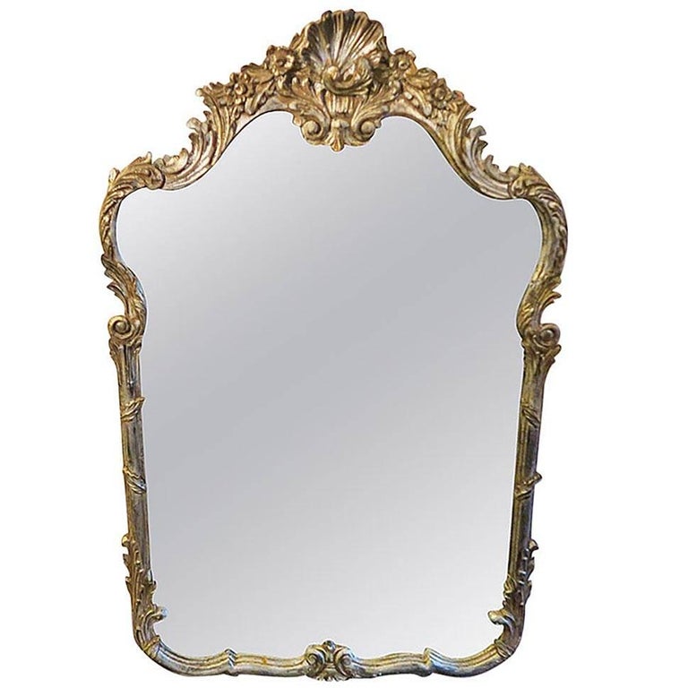 Vintage La Barge Antiqued Silver Mirror Great Design Carved Shell Vintage La Barge Antiqued Silver Mirror Great Design Carved Shell Fl For