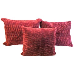 ON SALE! 3 Mars Red Mohair Down Filled Fantastically Sized for Comfort Pillows