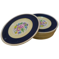 Vintage Stunning Set of 11 Cobalt Blue Fondeville Ambassador Luncheon Plates