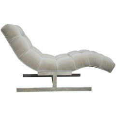 Wave Chaise in Grey Mohair, circa 1970s