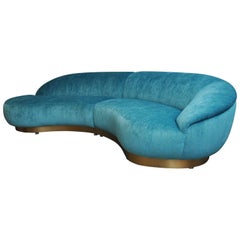 Milo Baughman Anbausofa auf Sofa auf Bronze Gebürsteten Füßen