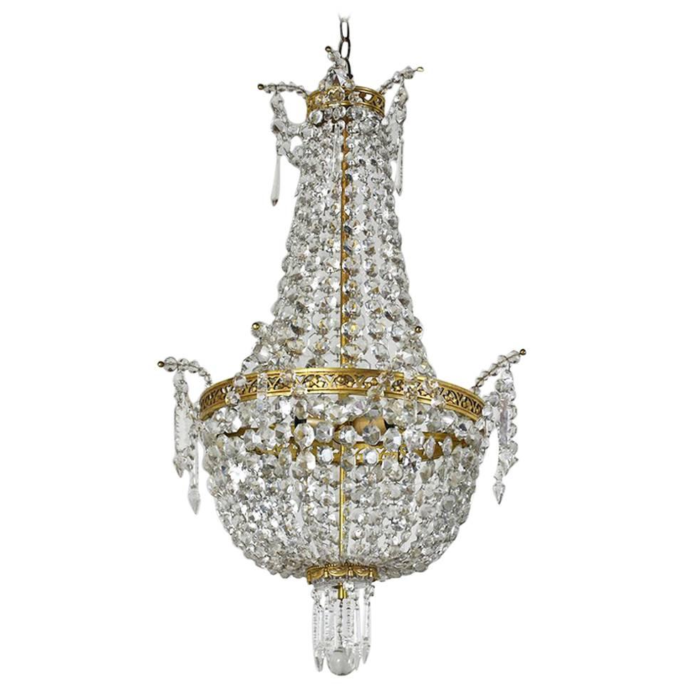 Antique Regency Crystal Beaded Chandelier