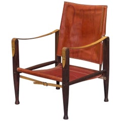 Red Leather Safari Chair by Kaare Klint for Rud Rasmussen
