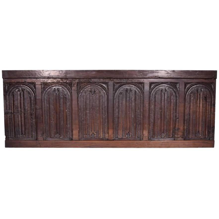French Antique Late Gothic Period '1500s' Panel in Walnut Wood