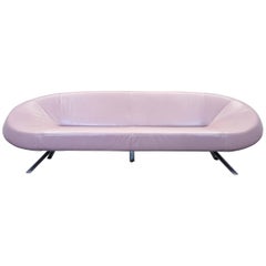 Ewald Schillig Designer Sofa Leather Rosé Taupe Three-Seat Couch Modern