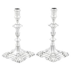 Antikes georgianisches Paar Sterling Silver Tapersticks aus den 1760er Jahren (1769)