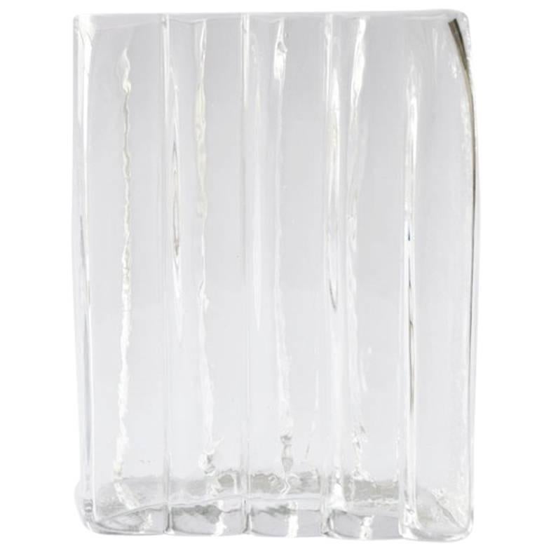 Contemporary Handblown Clear Glass Vase  For Sale