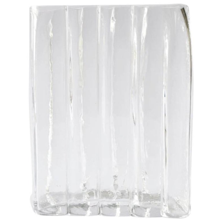 Contemporary Handblown Clear Glass Vase For Sale at 1stDibs