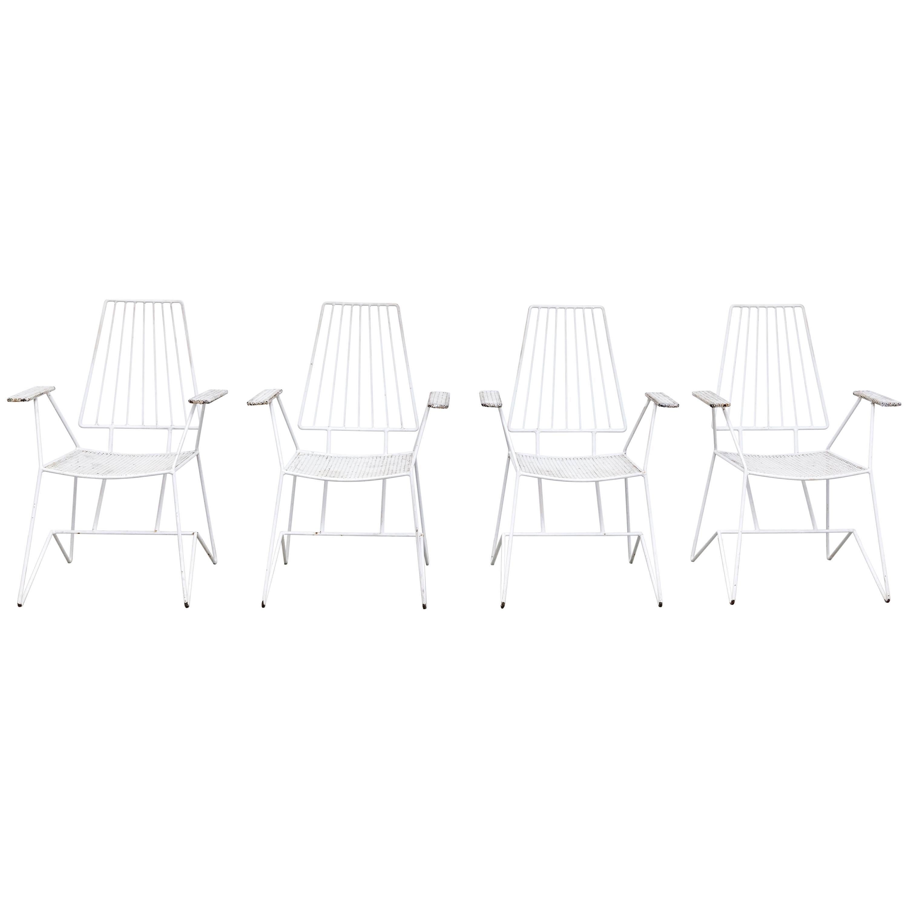 Set of Four Mathieu Matégot Garden Chairs