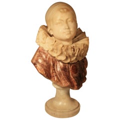 Guglielmo Pugi Fine Carved Alabaster Sculpture of a Young Pierrot