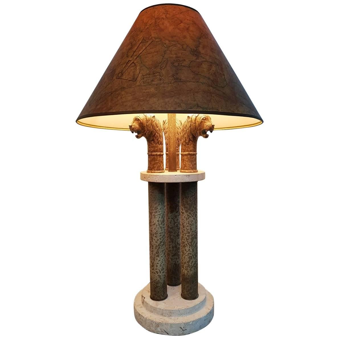 Classical Roman and Egyptian Style Table Lamp For Sale