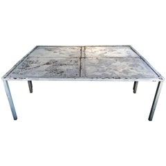Vintage Unusual French Rectangular Galvanized Steel Dining Table