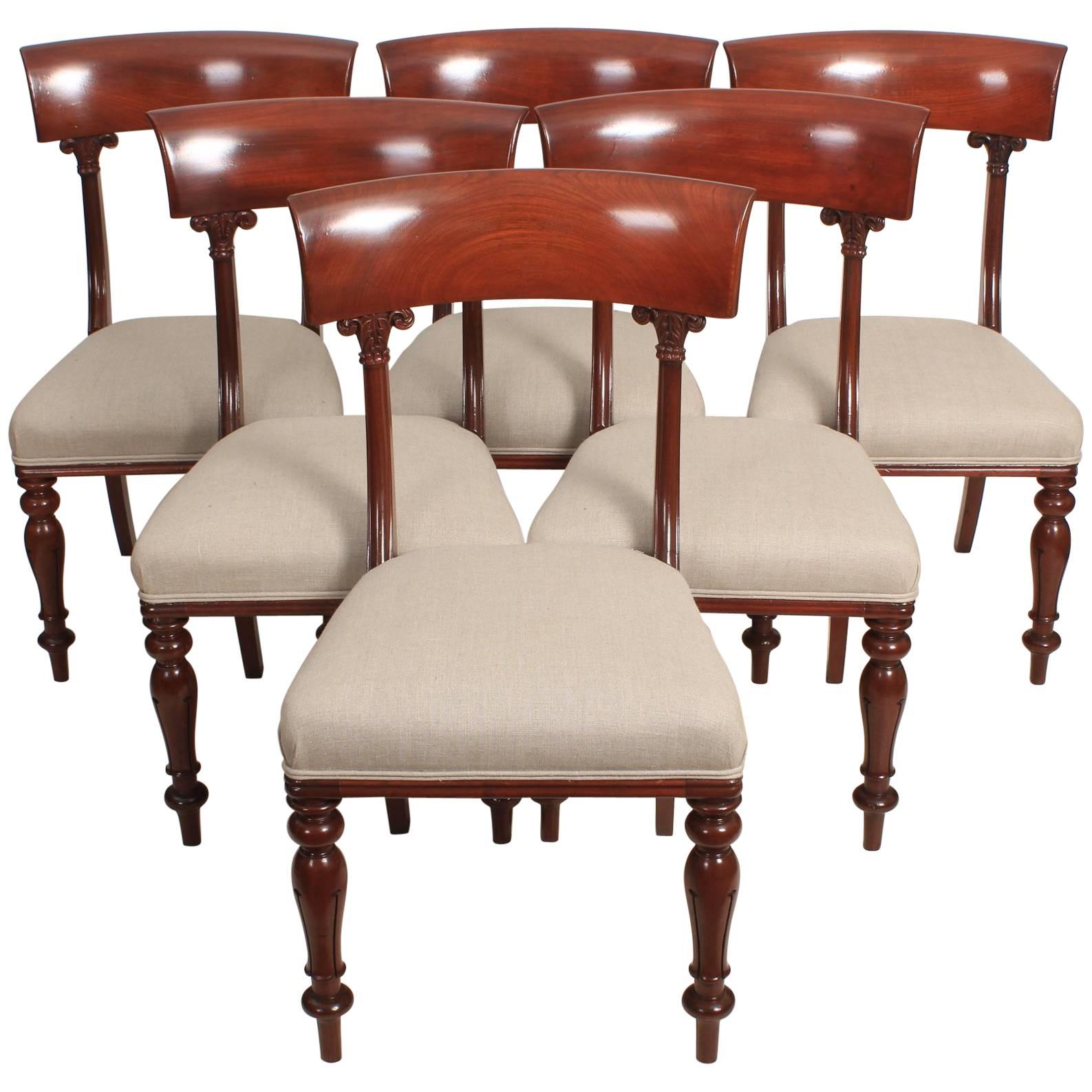 Set of Six William IV Cuban Mahogany Dining Chairs For Sale