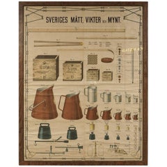 Framed Antique Educational Chart from Sweden, Dated 1906