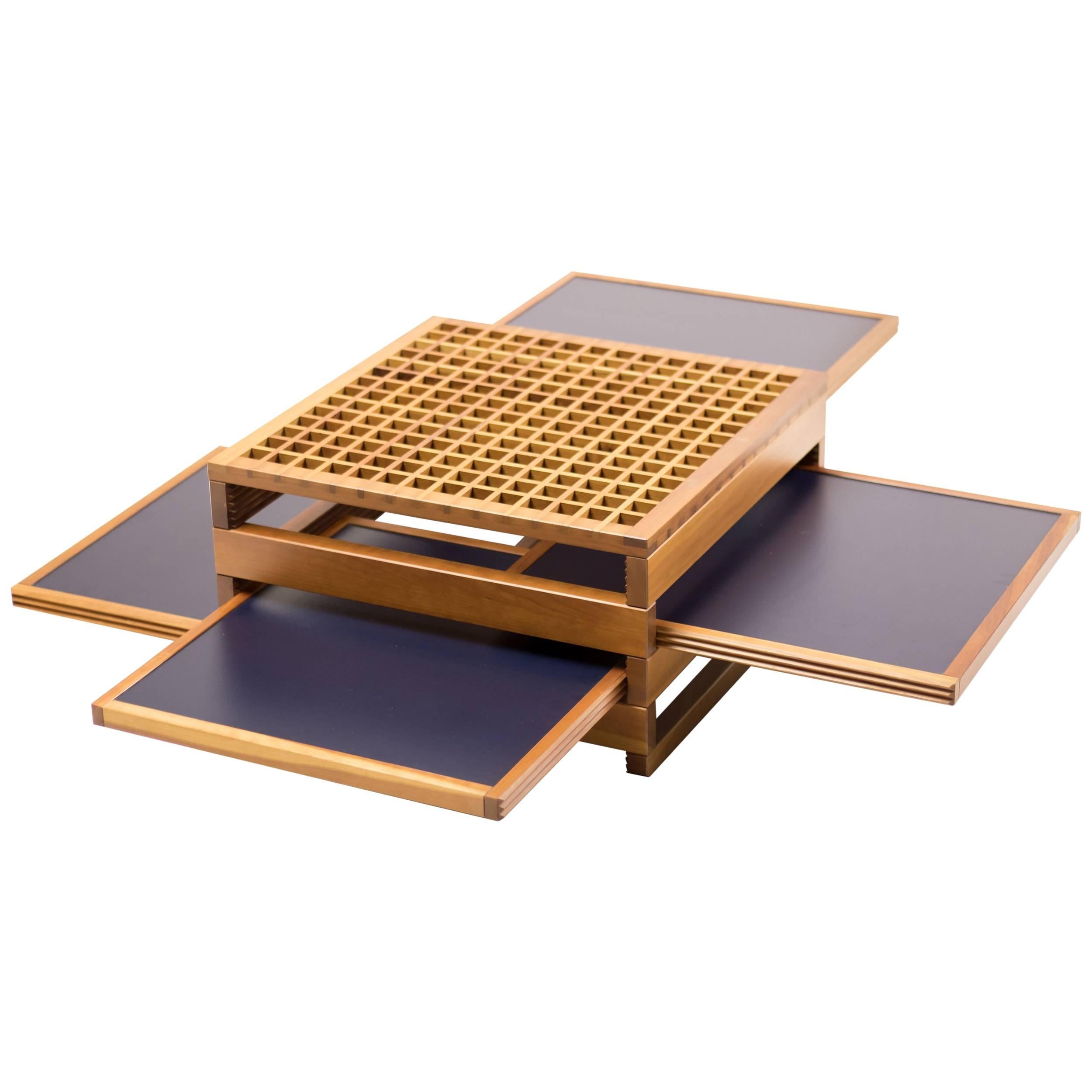 Italian Cherry Coffee Table with Extending Trays