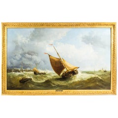 Used Painting Large by James Webb Fishing Smack in Rough Seas, 1866