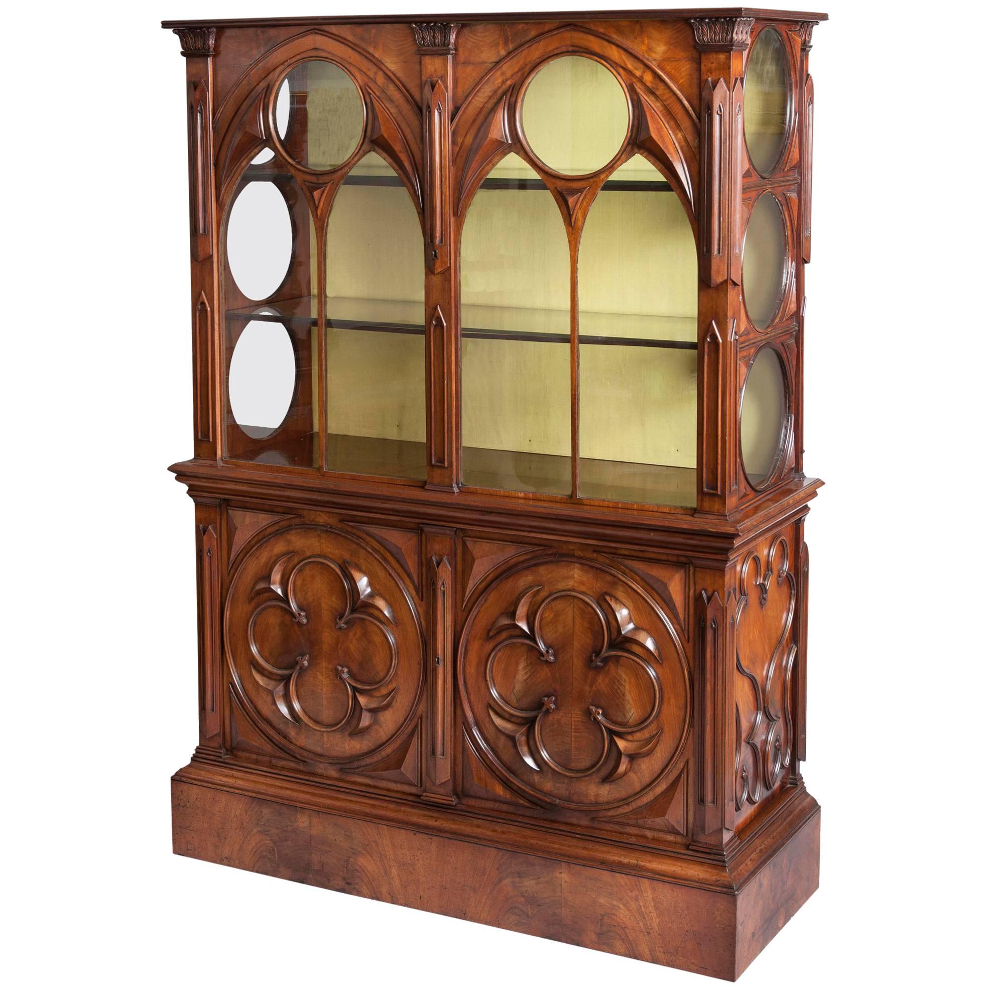 19th Century Gothic Mahogany Display Cabinet