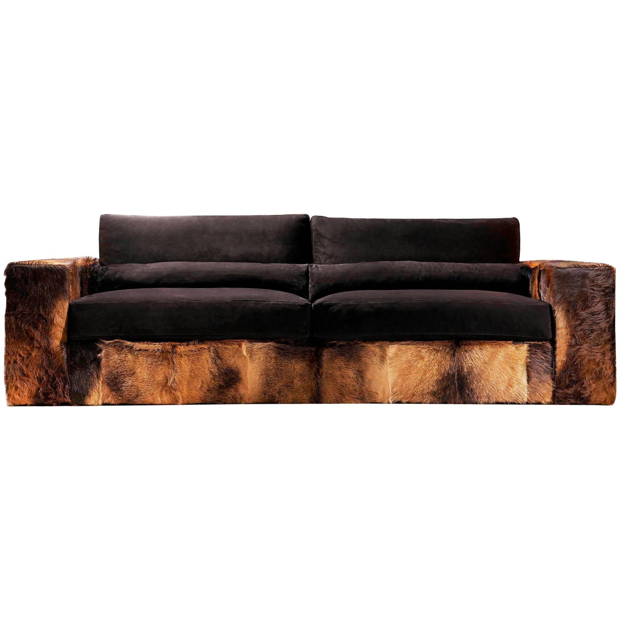 Patagonia Sofa with Real Patagonia Goatskin For Sale