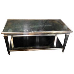 Fine Transition Midcentury Nickel Silvered Bronze Mirror Coffee Cocktail Table