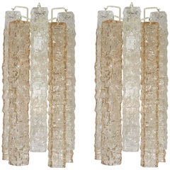 Pair of Venini Smoke and Clear Rectangular Glass Sconces