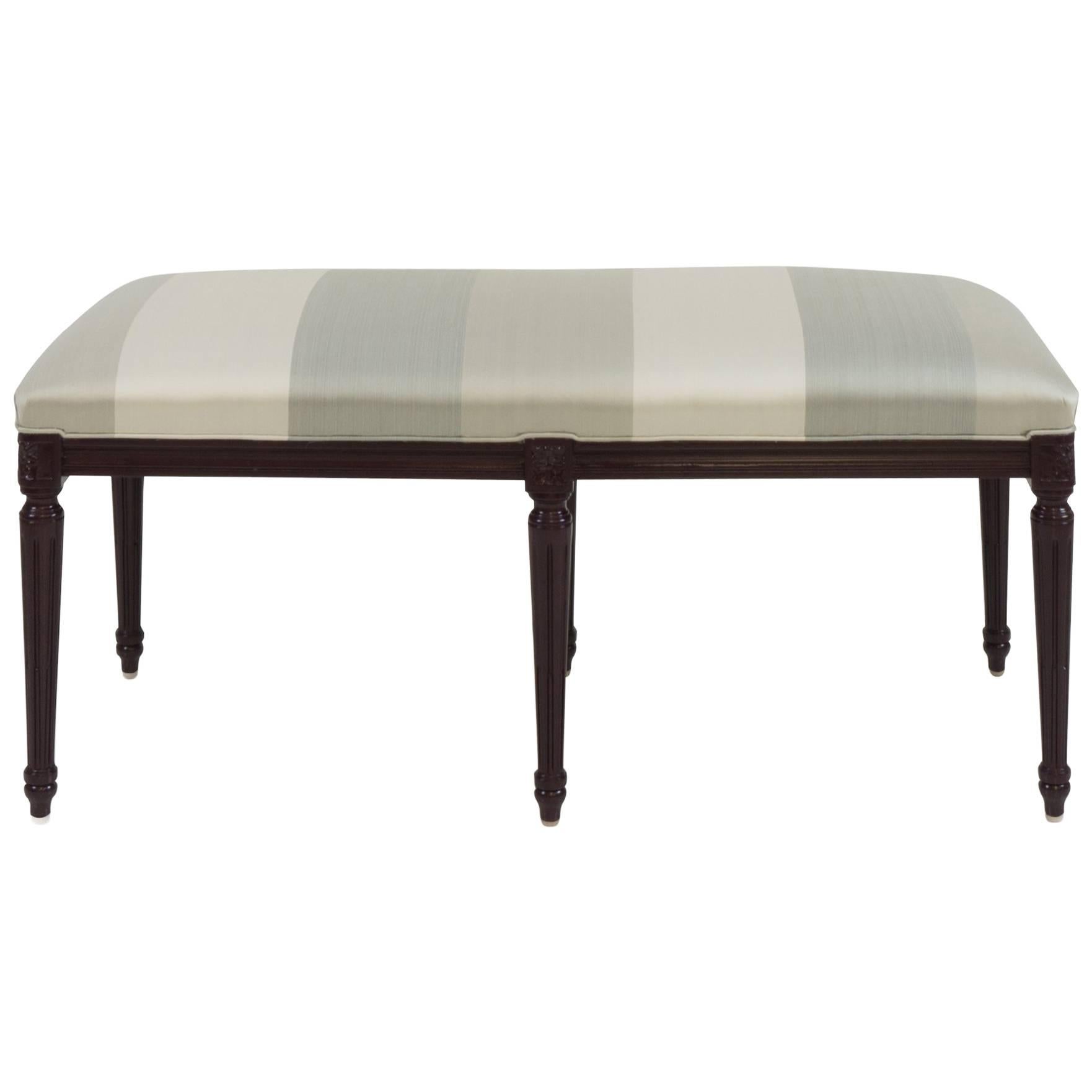 Louis XIV style Lacquered Bench in Silk Stripes