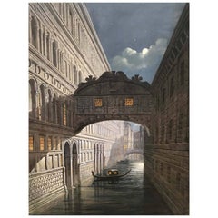 John Chase, Bridge of Sighs, Watercolor, Dated 1871
