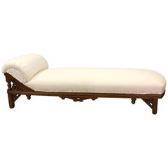 Antique 19th Century Aesthetic Movement Carved Mahogany Chaise Longue Recamier