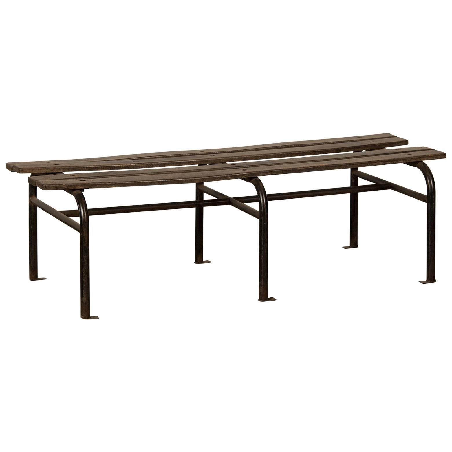 Vintage French Iron and Wood Garden Bench, circa 1930