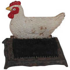 20th Century Original Painted Rooster Boot Scrapper